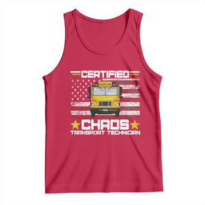 Certified Chaos Transport Technician Tank Top Patriotic School Bus Driver USA American Flag
