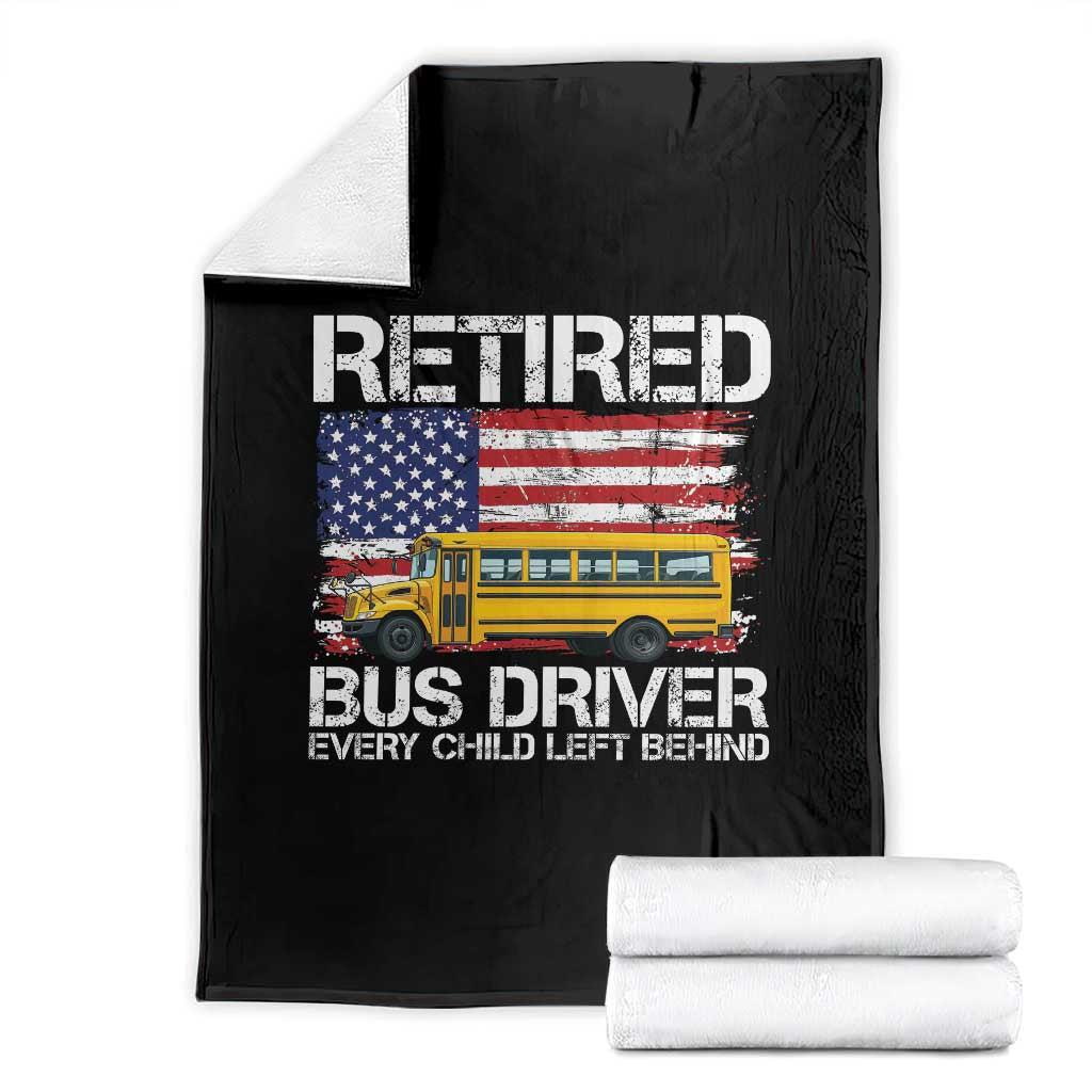 Retired School Bus Driver Throw Blanket Patriotic USA American Flag
