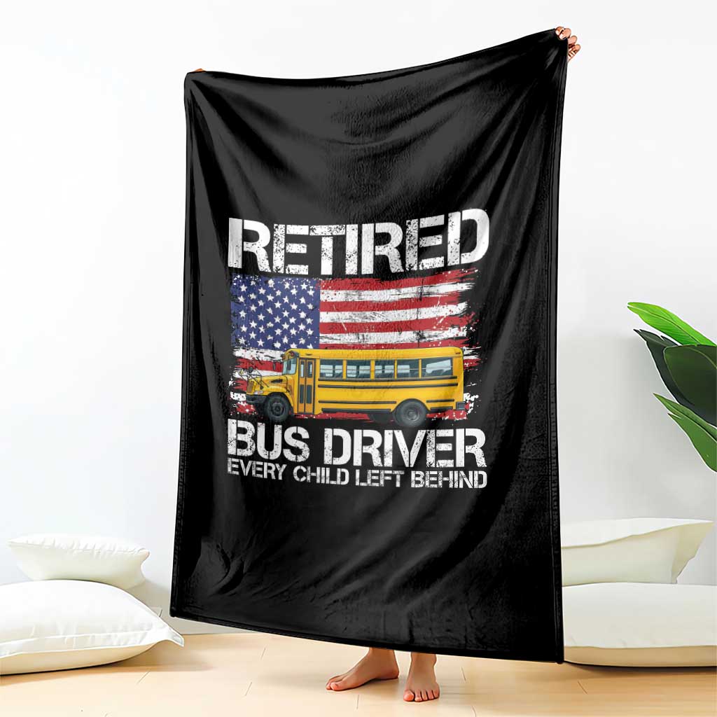Retired School Bus Driver Throw Blanket Patriotic USA American Flag