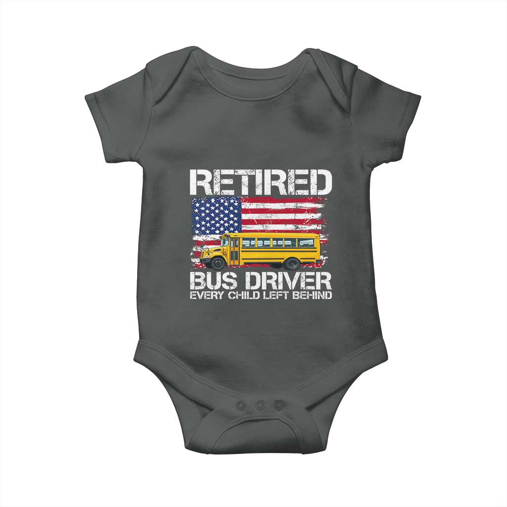 Retired School Bus Driver Baby Onesie Patriotic USA American Flag