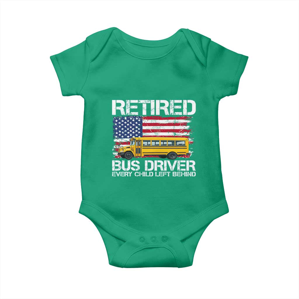 Retired School Bus Driver Baby Onesie Patriotic USA American Flag