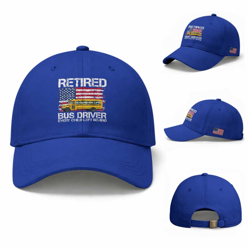 Retired School Bus Driver Baseball Cap Patriotic USA American Flag