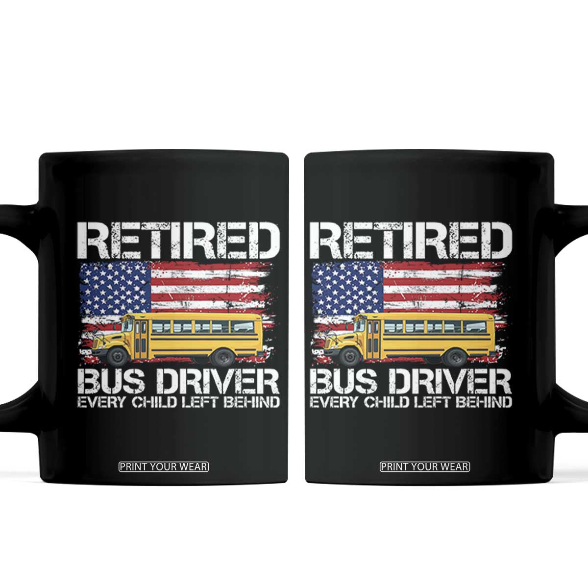 Retired School Bus Driver Coffee Mug Patriotic USA American Flag
