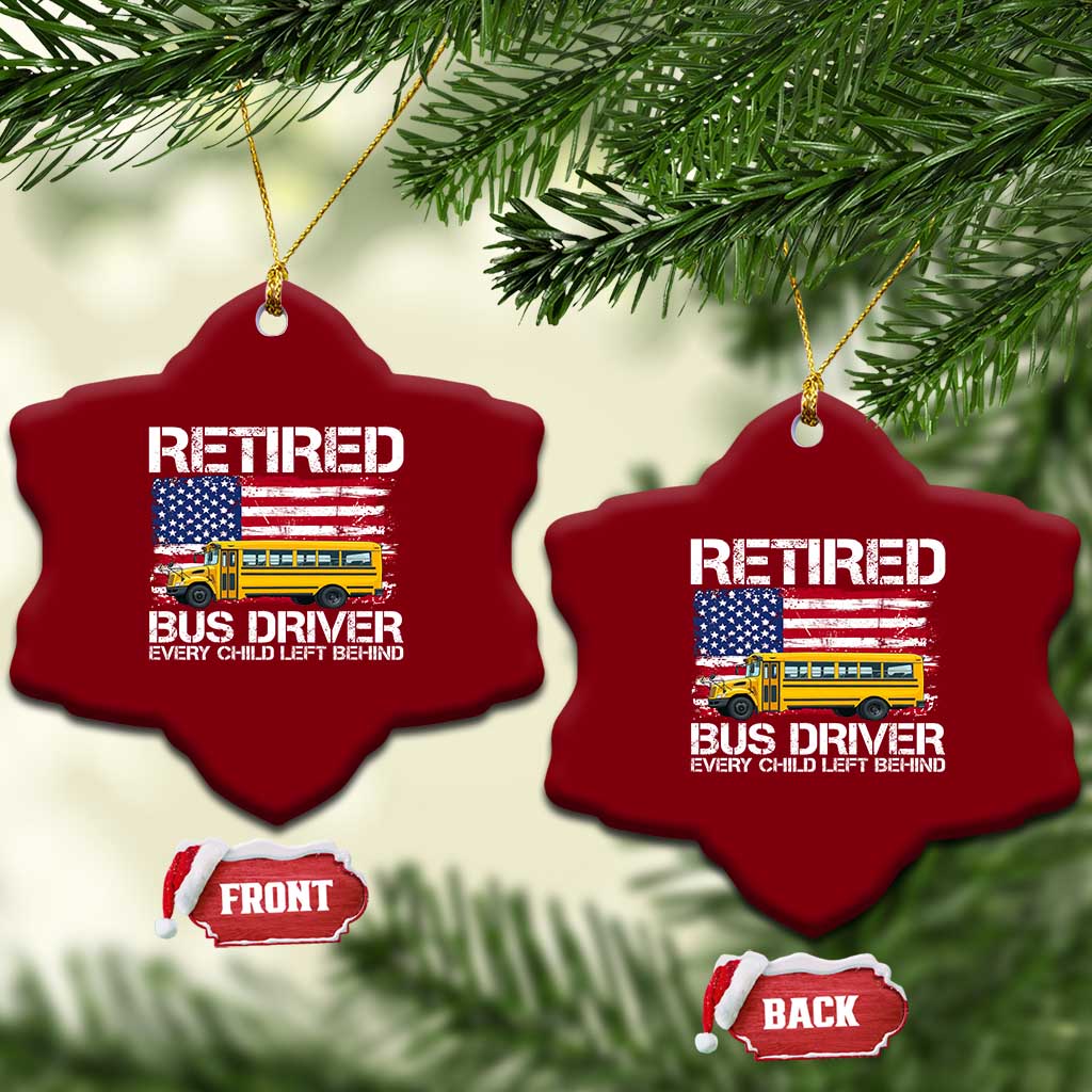Retired School Bus Driver Ceramic Ornament Patriotic USA American Flag