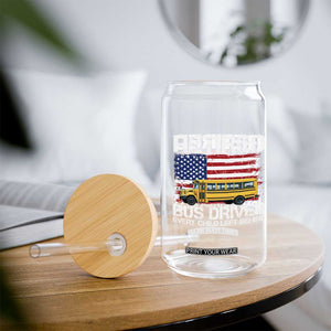 Retired School Bus Driver Glass Can Patriotic USA American Flag