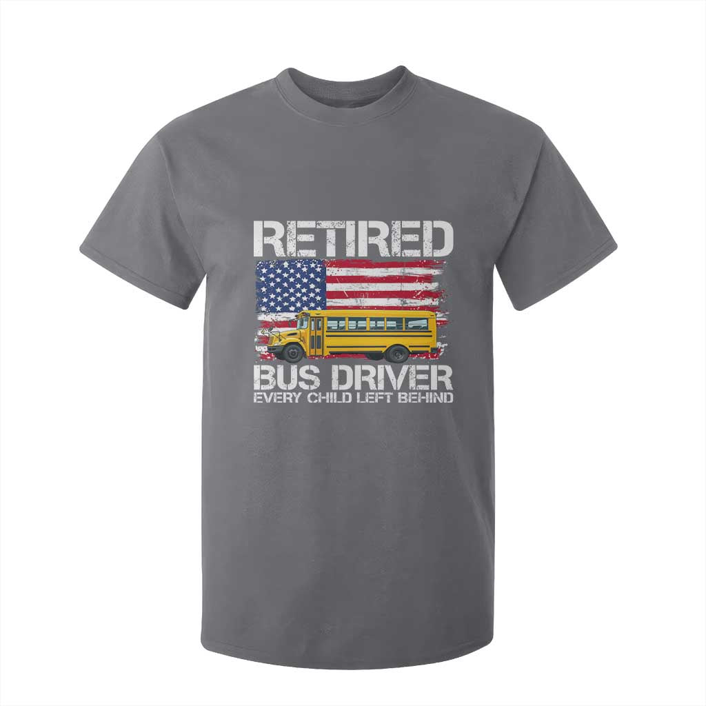 Retired School Bus Driver T Shirt For Kid Patriotic USA American Flag