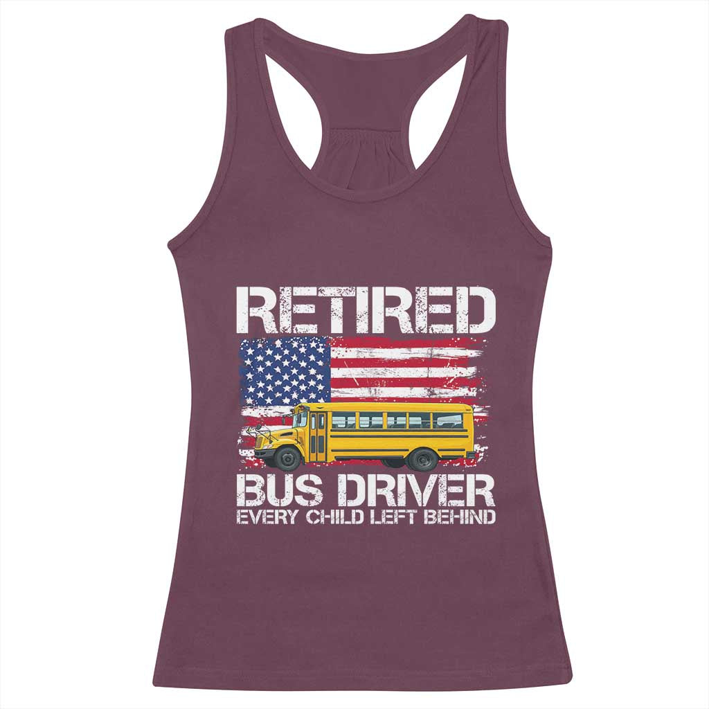 Retired School Bus Driver Racerback Tank Top Patriotic USA American Flag