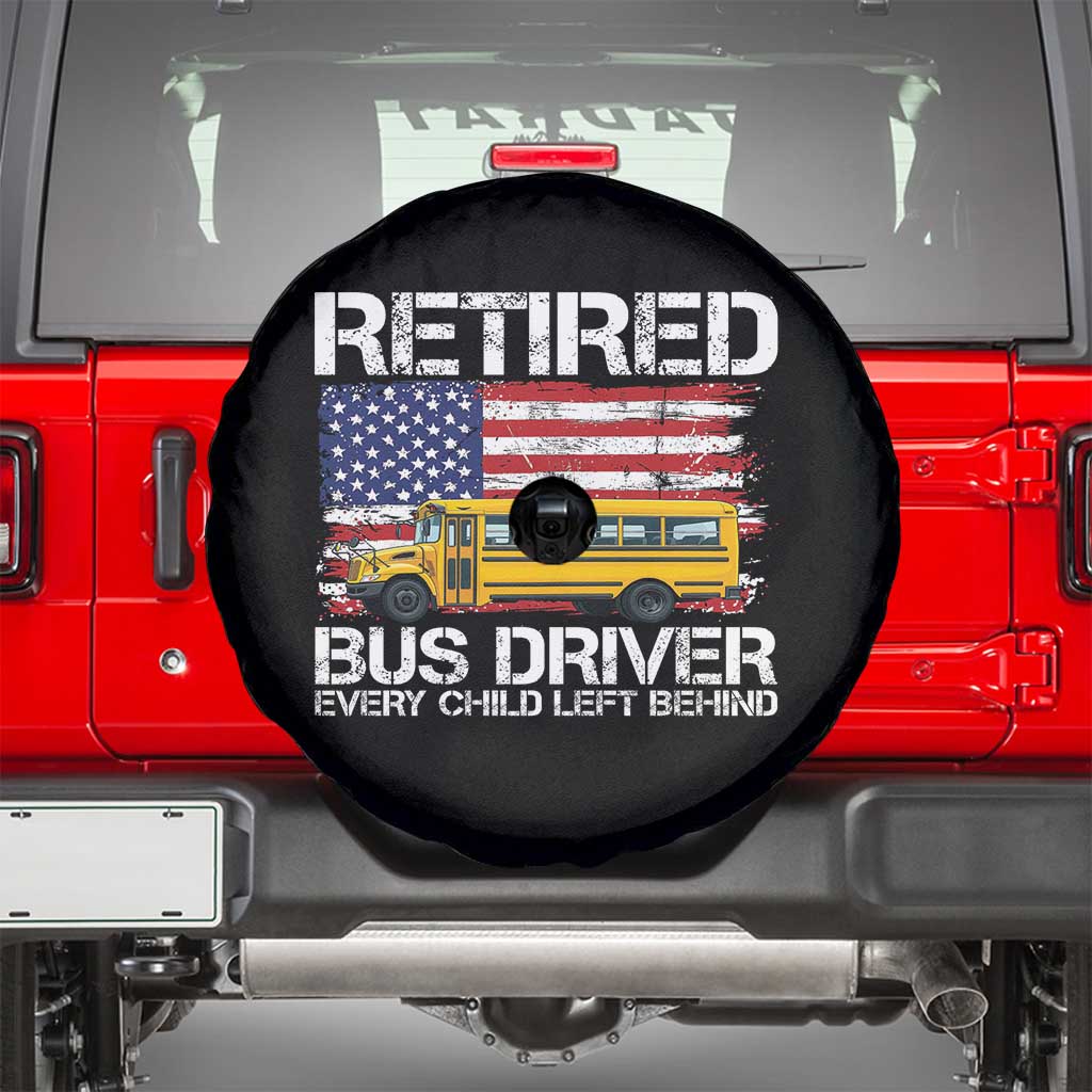 Retired School Bus Driver Spare Tire Cover Patriotic USA American Flag