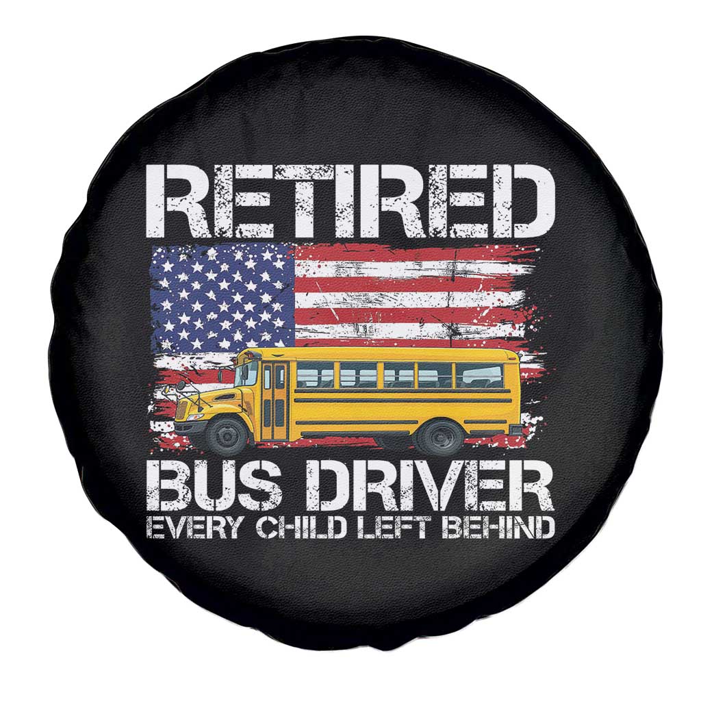 Retired School Bus Driver Spare Tire Cover Patriotic USA American Flag