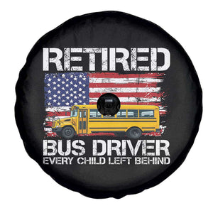 Retired School Bus Driver Spare Tire Cover Patriotic USA American Flag