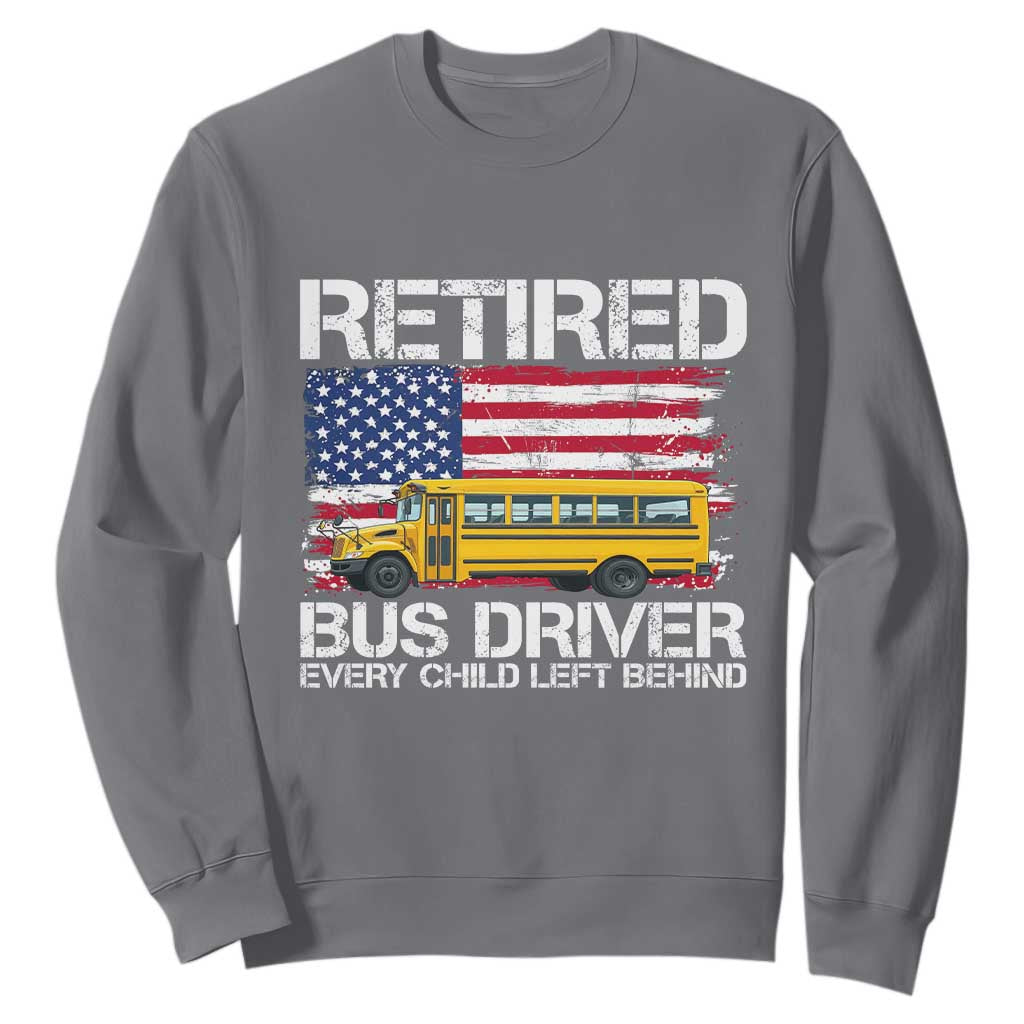 Retired School Bus Driver Sweatshirt Patriotic USA American Flag