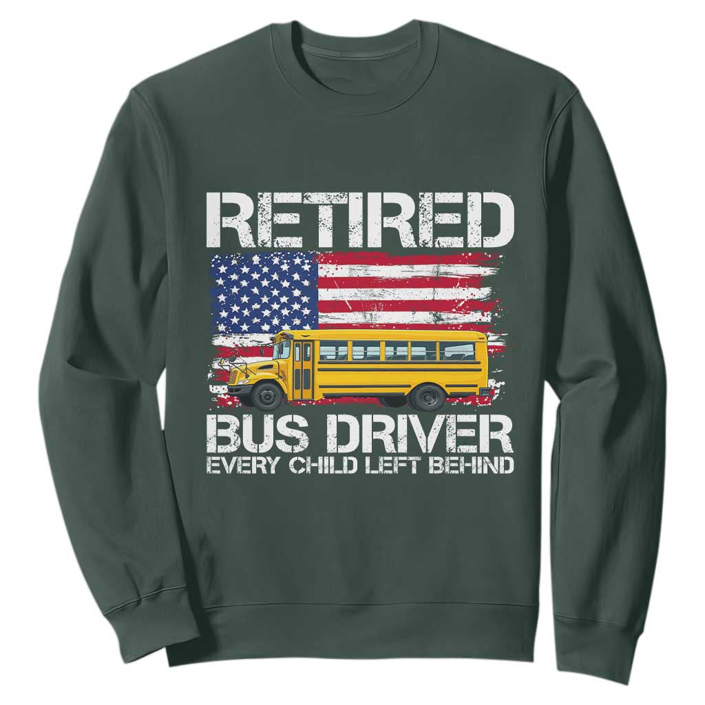 Retired School Bus Driver Sweatshirt Patriotic USA American Flag