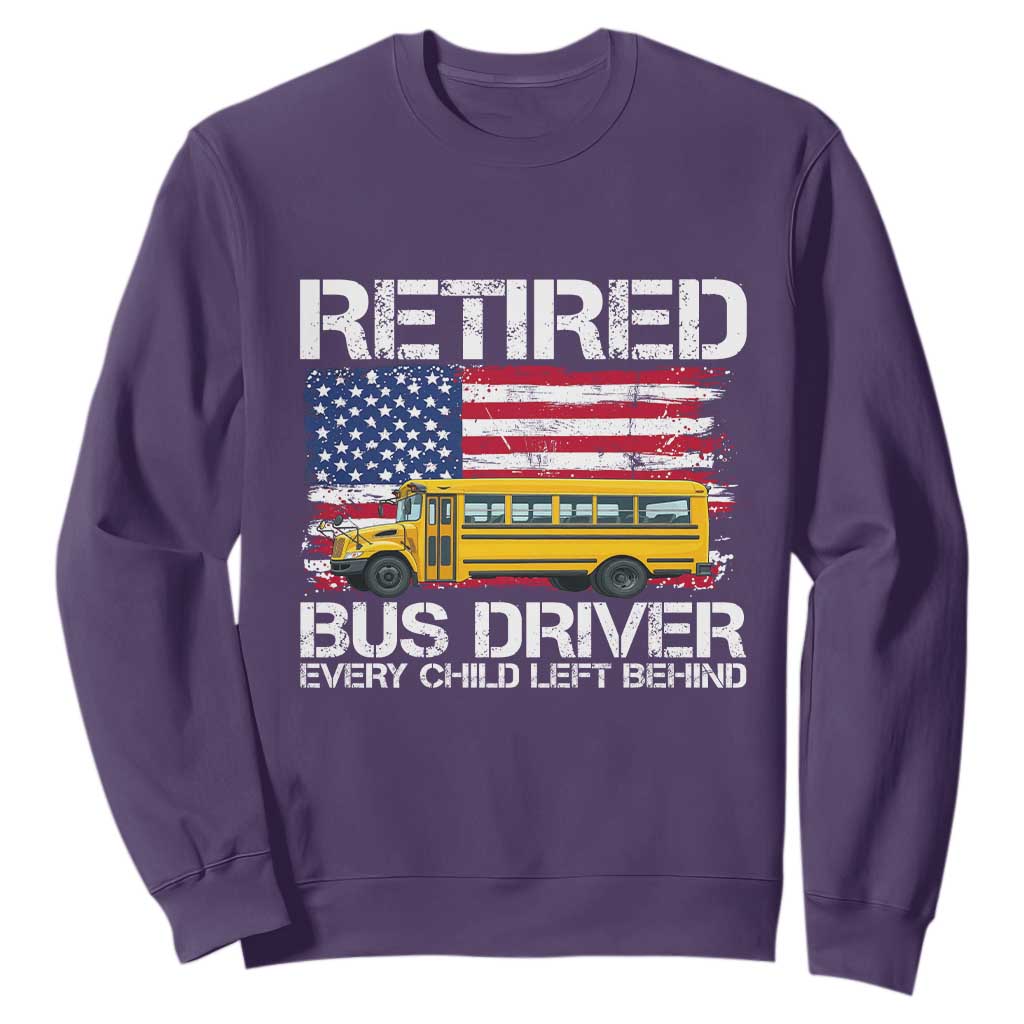 Retired School Bus Driver Sweatshirt Patriotic USA American Flag