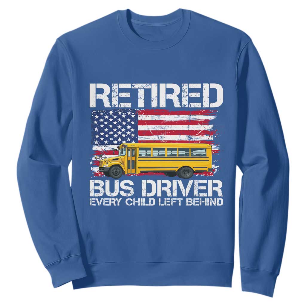 Retired School Bus Driver Sweatshirt Patriotic USA American Flag