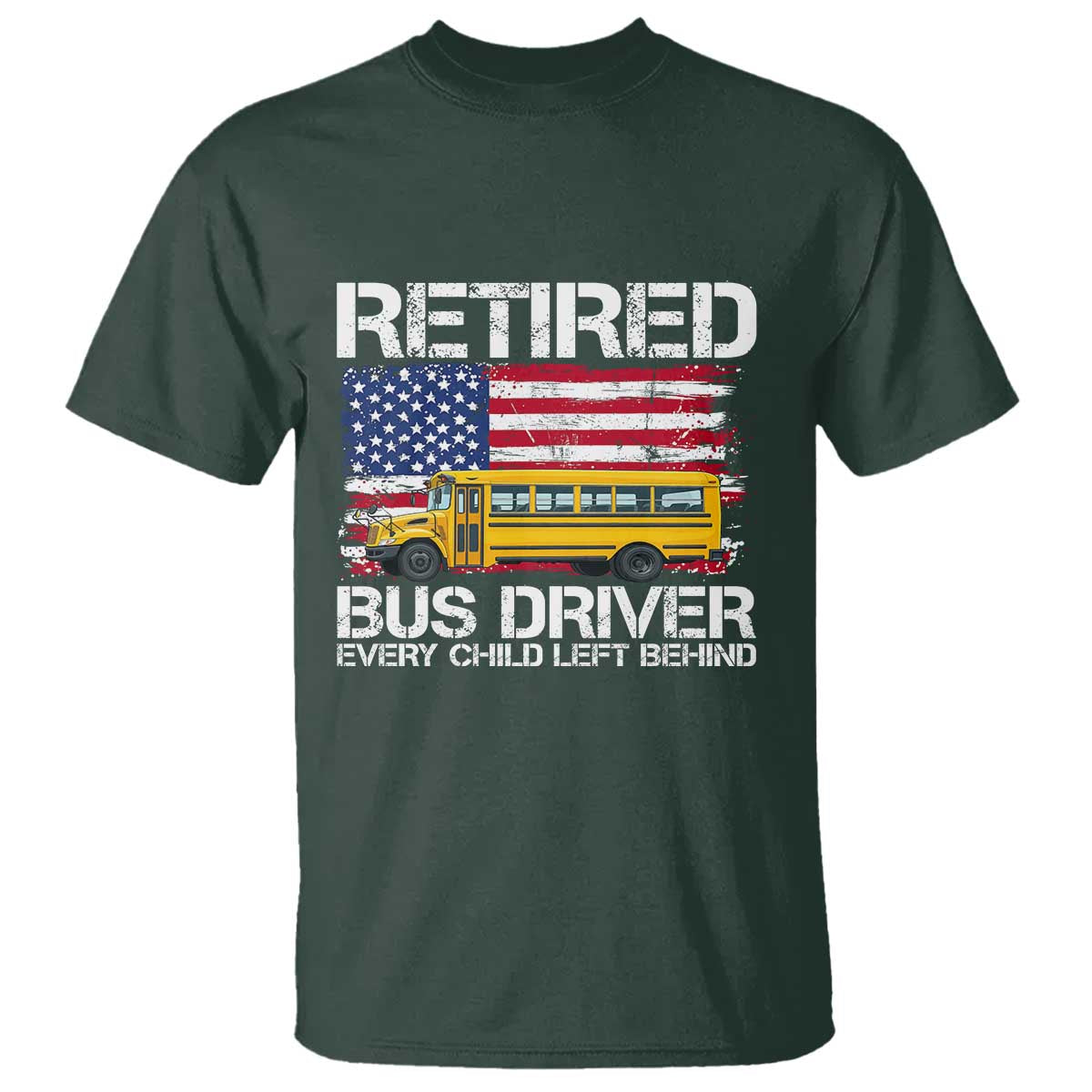 Retired School Bus Driver T Shirt Patriotic USA American Flag
