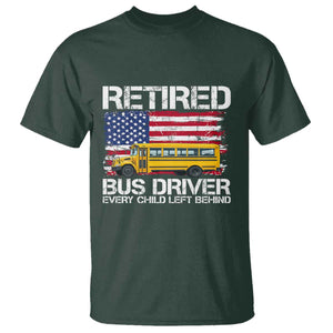 Retired School Bus Driver T Shirt Patriotic USA American Flag