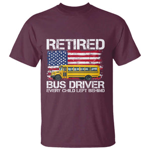 Retired School Bus Driver T Shirt Patriotic USA American Flag