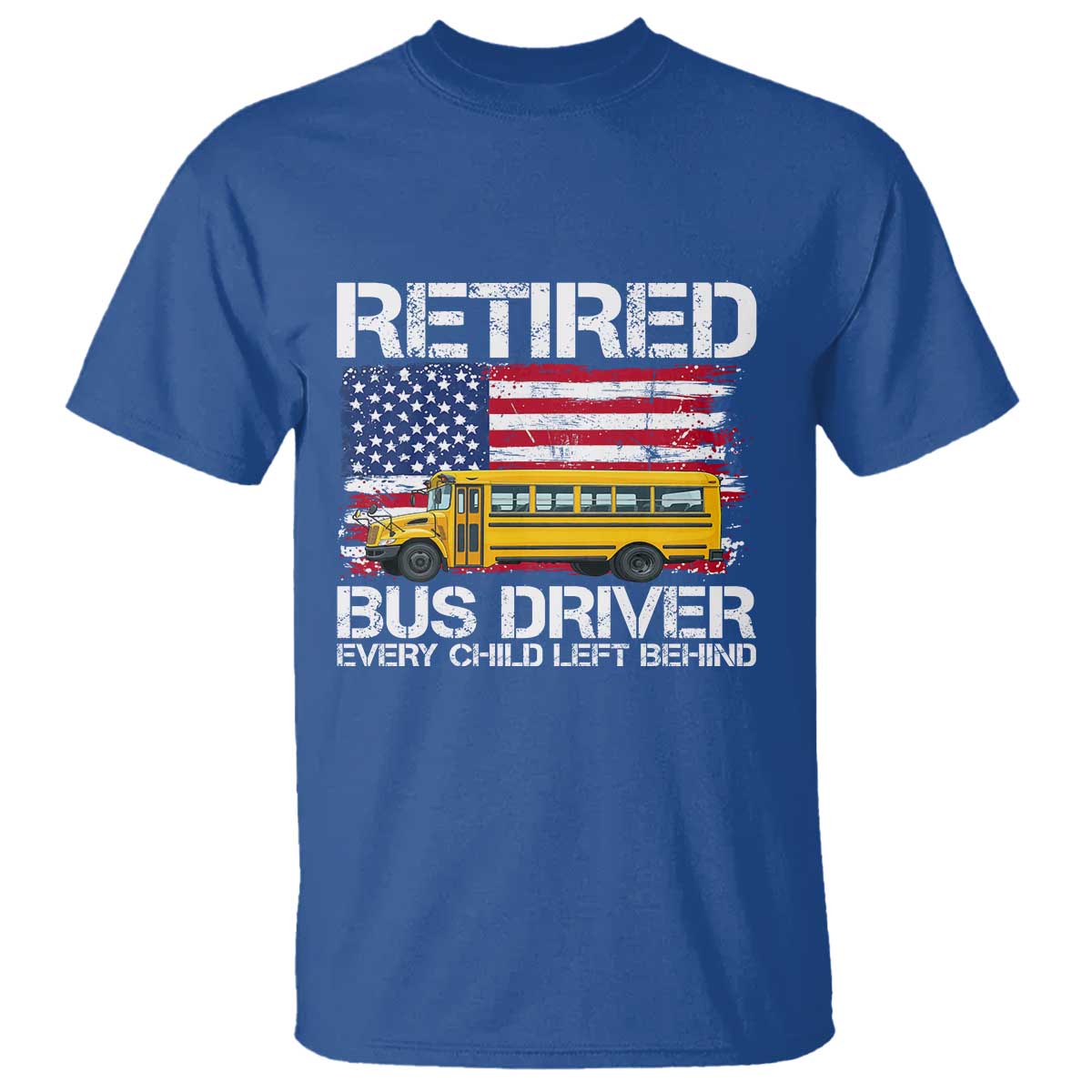 Retired School Bus Driver T Shirt Patriotic USA American Flag