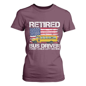 Retired School Bus Driver T Shirt For Women Patriotic USA American Flag