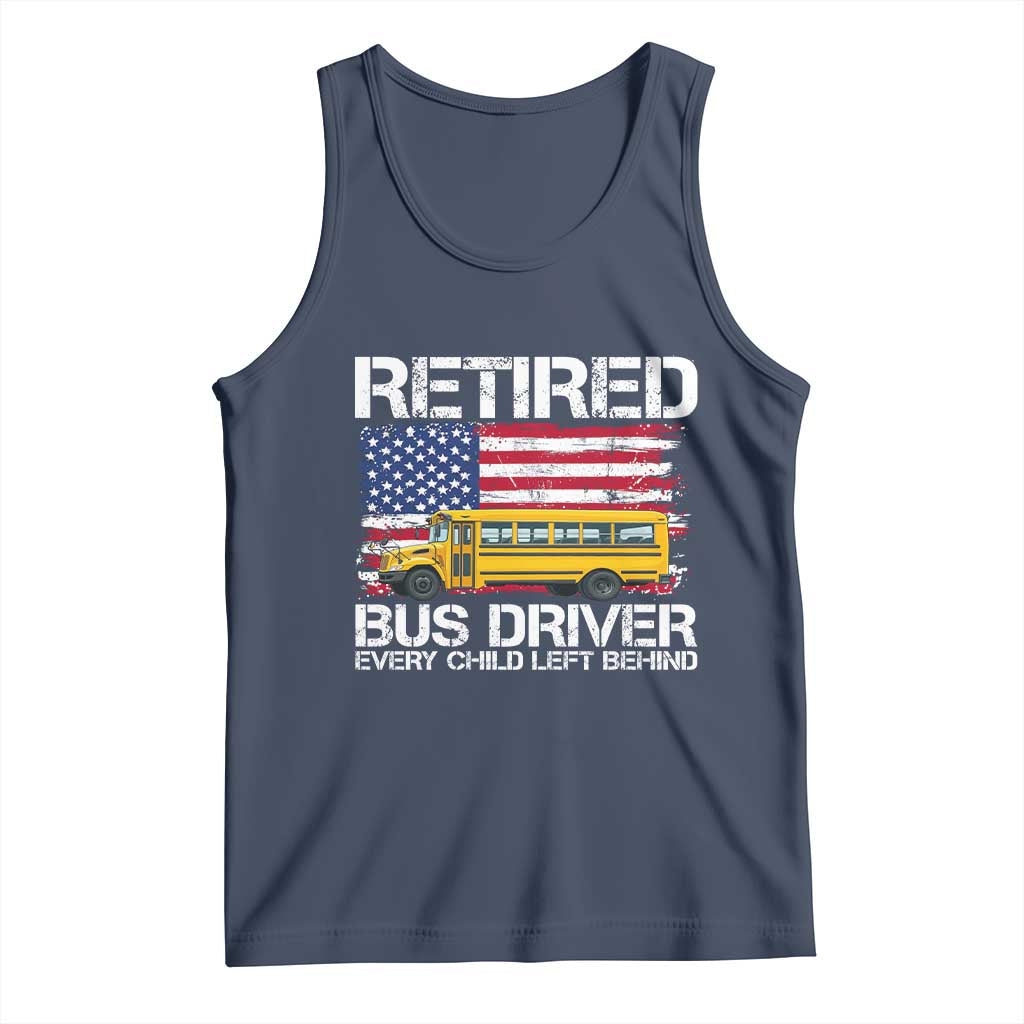 Retired School Bus Driver Tank Top Patriotic USA American Flag