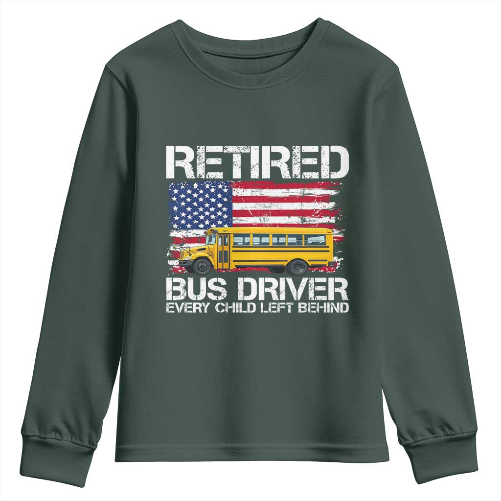 Retired School Bus Driver Youth Sweatshirt Patriotic USA American Flag