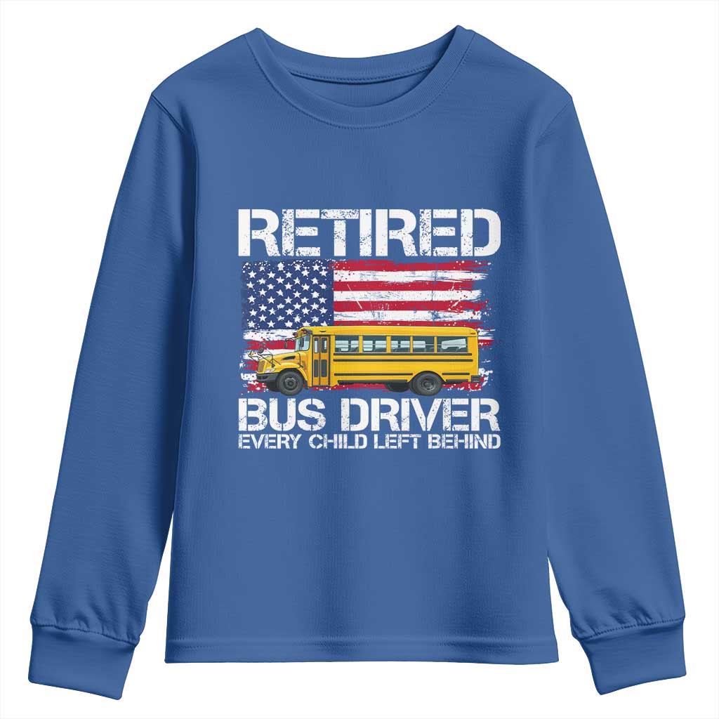 Retired School Bus Driver Youth Sweatshirt Patriotic USA American Flag