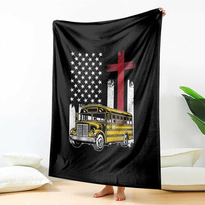 Bus Driver Patriotic Christian USA Flag Throw Blanket School Bus Driver
