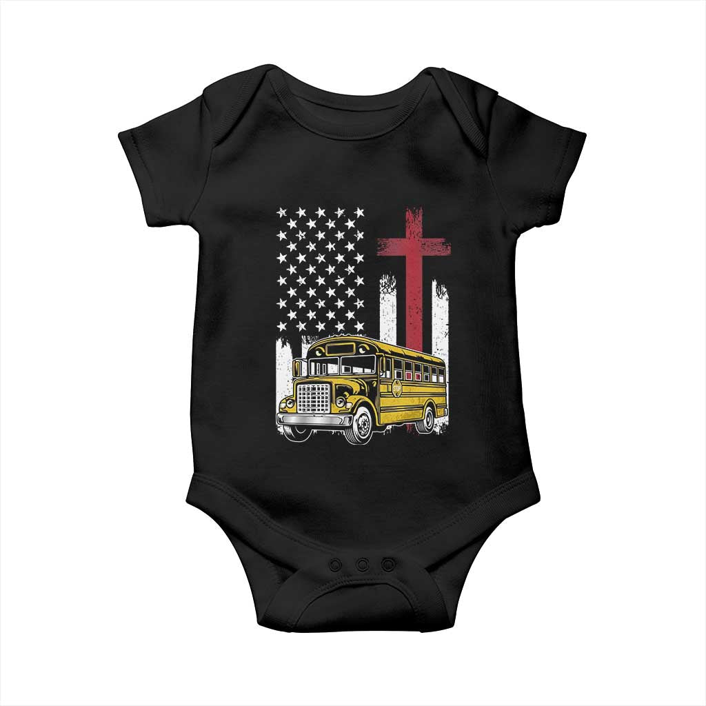 Bus Driver Patriotic Christian USA Flag Baby Onesie School Bus Driver TS14 Black Print Your Wear