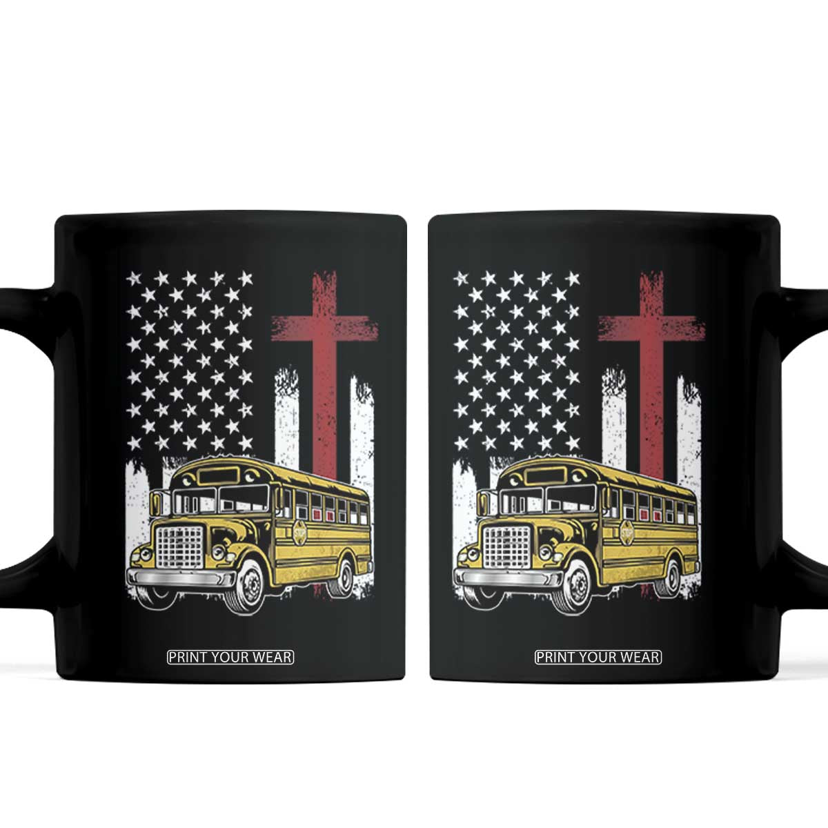 Bus Driver Patriotic Christian USA Flag Coffee Mug School Bus Driver