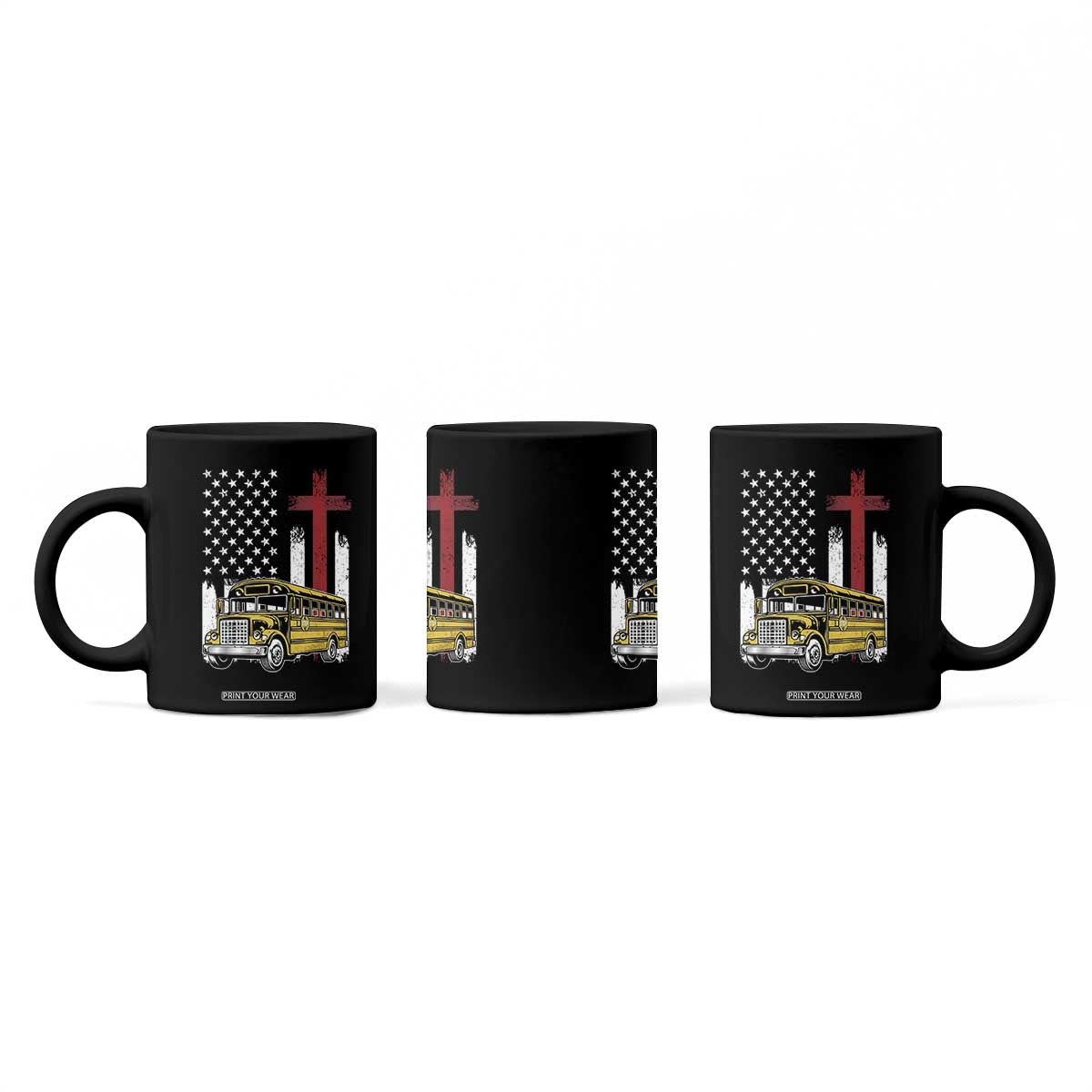 Bus Driver Patriotic Christian USA Flag Coffee Mug School Bus Driver