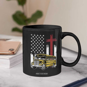 Bus Driver Patriotic Christian USA Flag Coffee Mug School Bus Driver