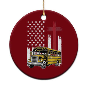 Bus Driver Patriotic Christian USA Flag Ceramic Ornament School Bus Driver