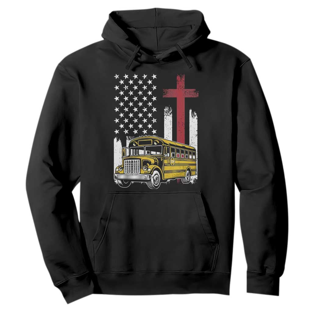 Bus Driver Patriotic Christian USA Flag Hoodie School Bus Driver