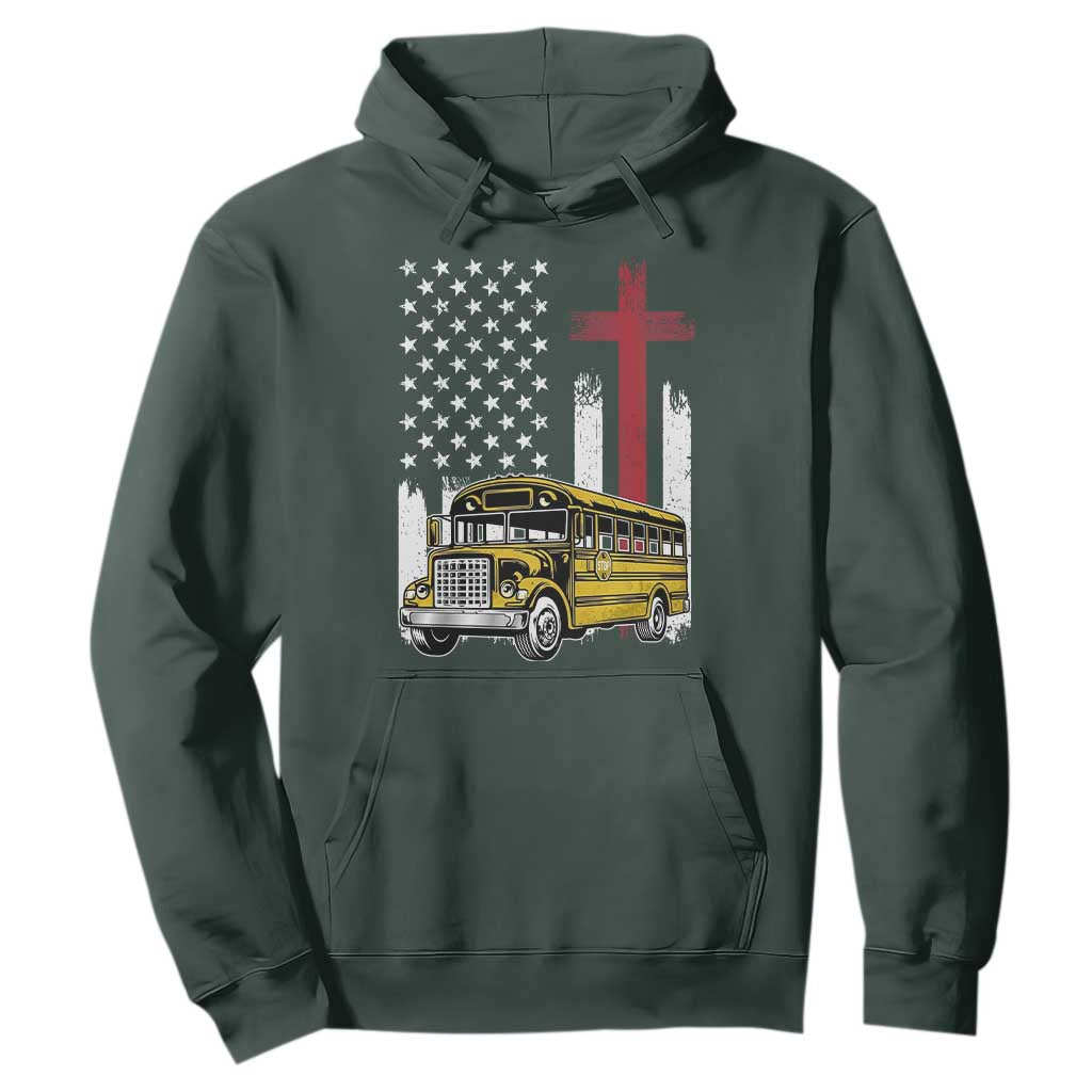 Bus Driver Patriotic Christian USA Flag Hoodie School Bus Driver
