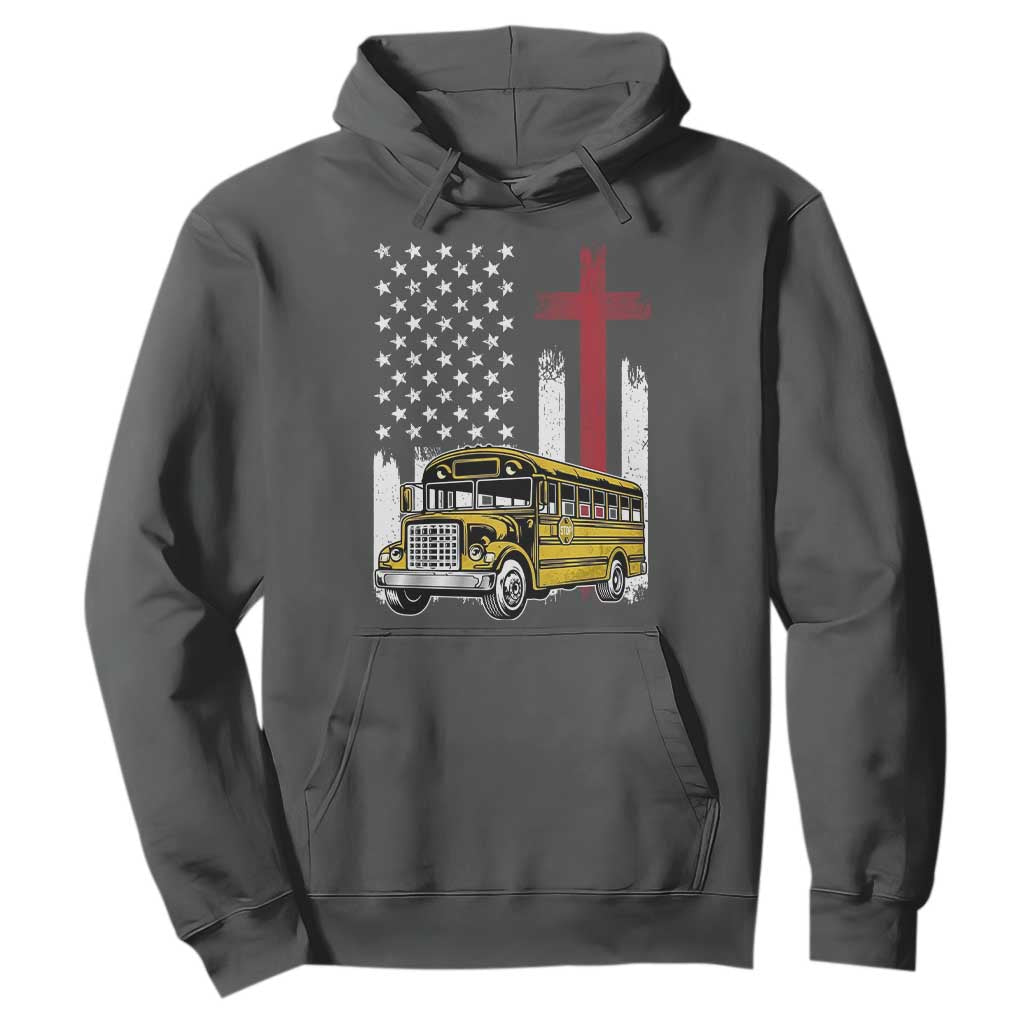 Bus Driver Patriotic Christian USA Flag Hoodie School Bus Driver