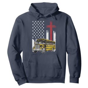 Bus Driver Patriotic Christian USA Flag Hoodie School Bus Driver