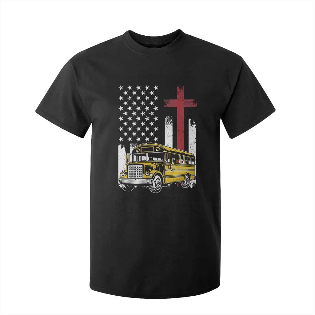 Bus Driver Patriotic Christian USA Flag T Shirt For Kid School Bus Driver