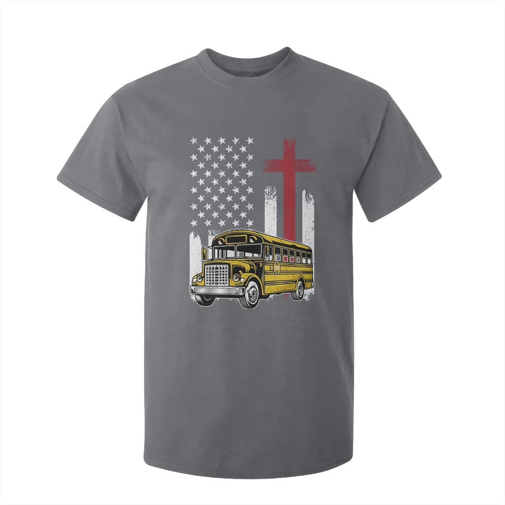 Bus Driver Patriotic Christian USA Flag T Shirt For Kid School Bus Driver
