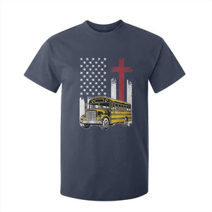 Bus Driver Patriotic Christian USA Flag T Shirt For Kid School Bus Driver