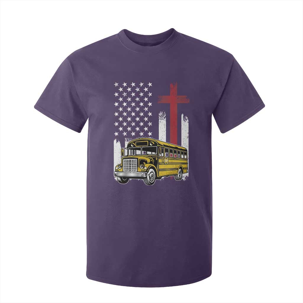 Bus Driver Patriotic Christian USA Flag T Shirt For Kid School Bus Driver