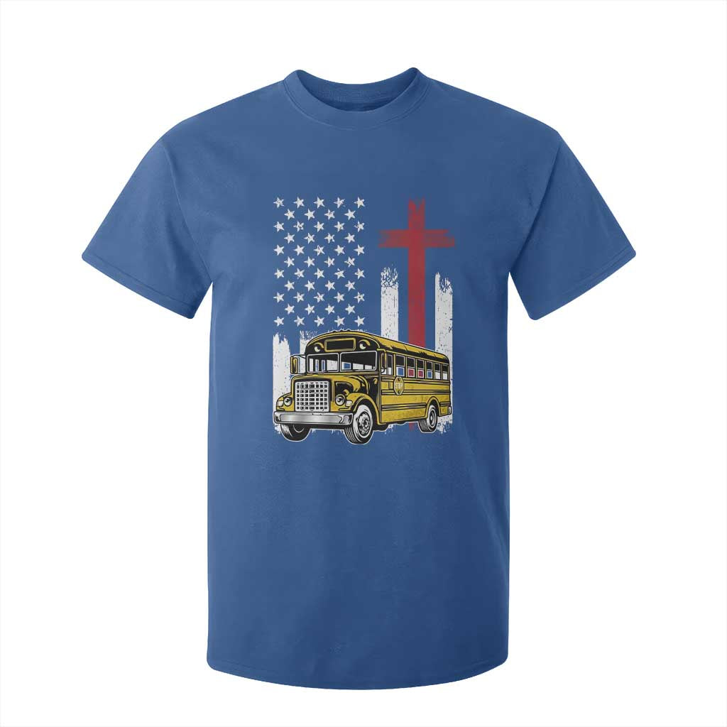 Bus Driver Patriotic Christian USA Flag T Shirt For Kid School Bus Driver