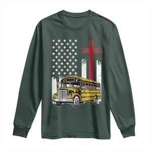 Bus Driver Patriotic Christian USA Flag Long Sleeve Shirt School Bus Driver