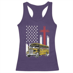 Bus Driver Patriotic Christian USA Flag Racerback Tank Top School Bus Driver