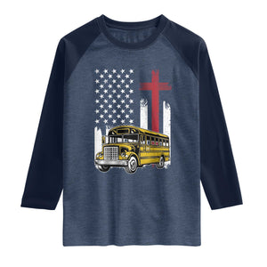Bus Driver Patriotic Christian USA Flag Raglan Shirt School Bus Driver