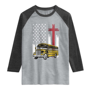 Bus Driver Patriotic Christian USA Flag Raglan Shirt School Bus Driver