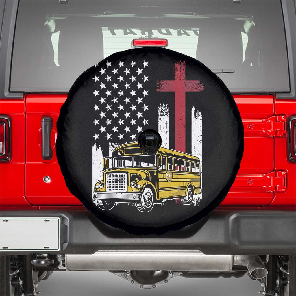Bus Driver Patriotic Christian USA Flag Spare Tire Cover School Bus Driver