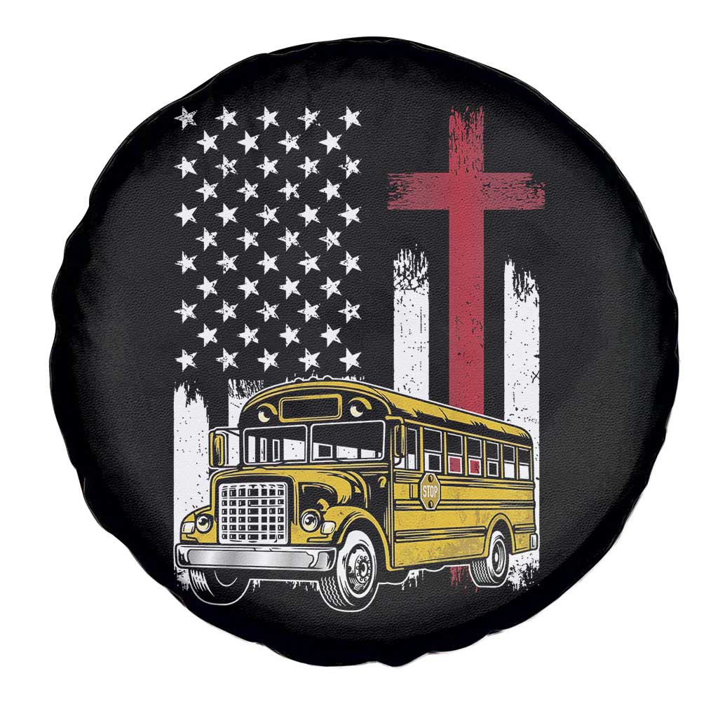 Bus Driver Patriotic Christian USA Flag Spare Tire Cover School Bus Driver