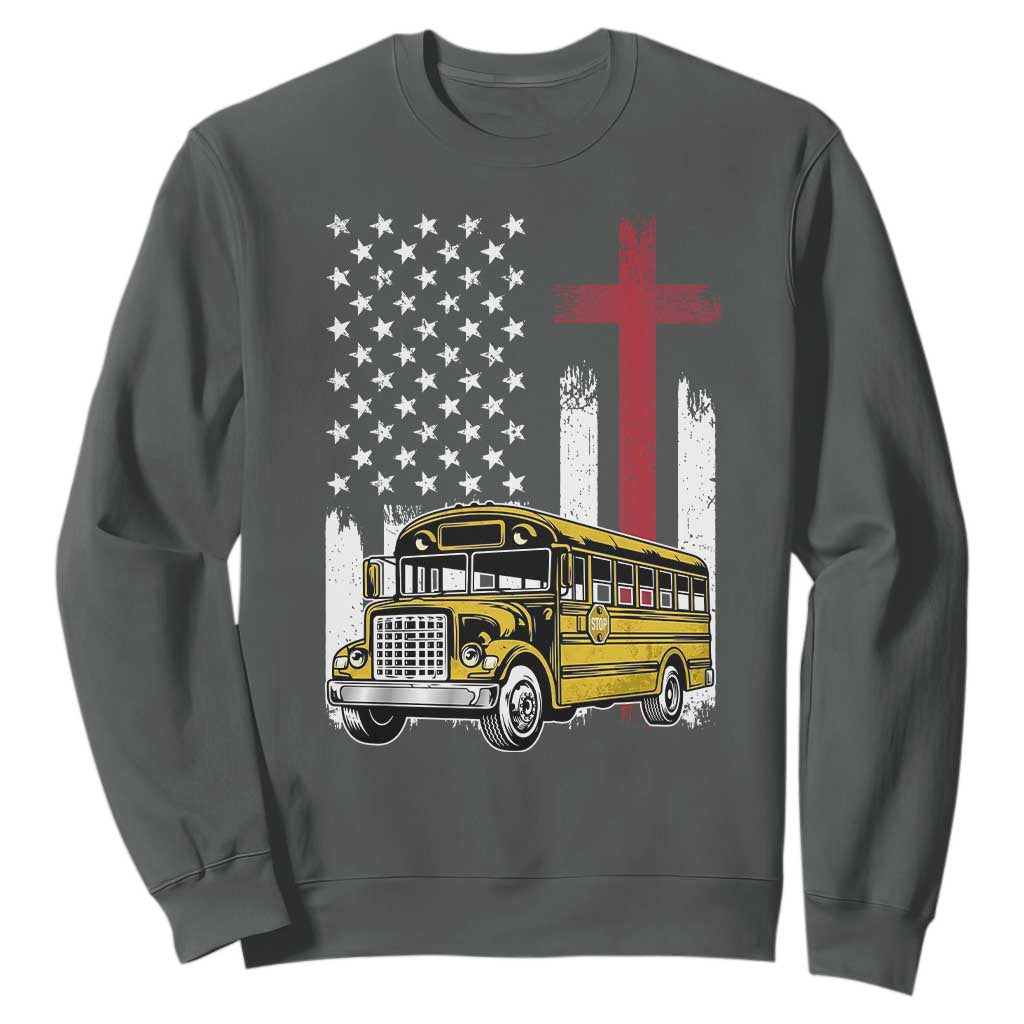 Bus Driver Patriotic Christian USA Flag Sweatshirt School Bus Driver