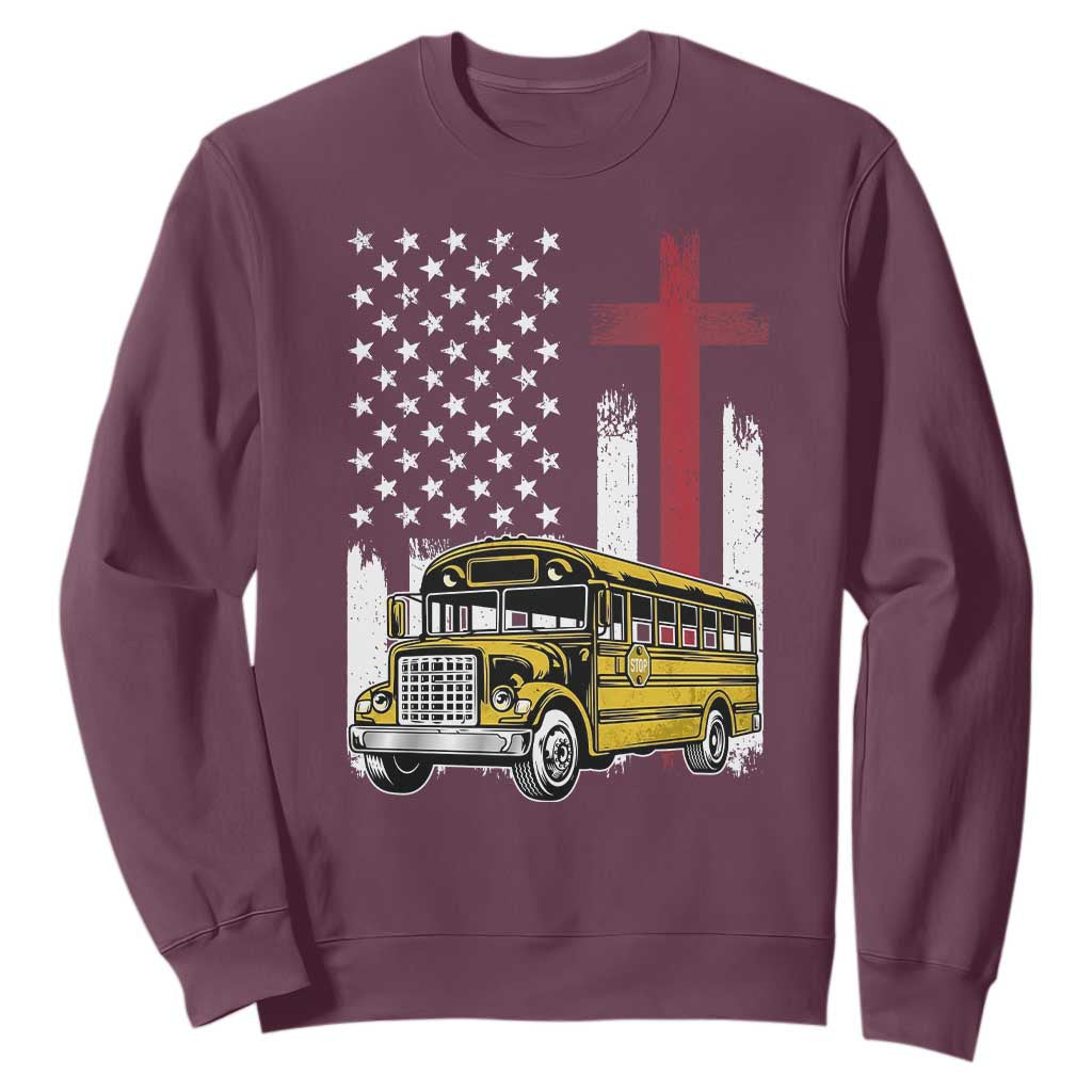 Bus Driver Patriotic Christian USA Flag Sweatshirt School Bus Driver