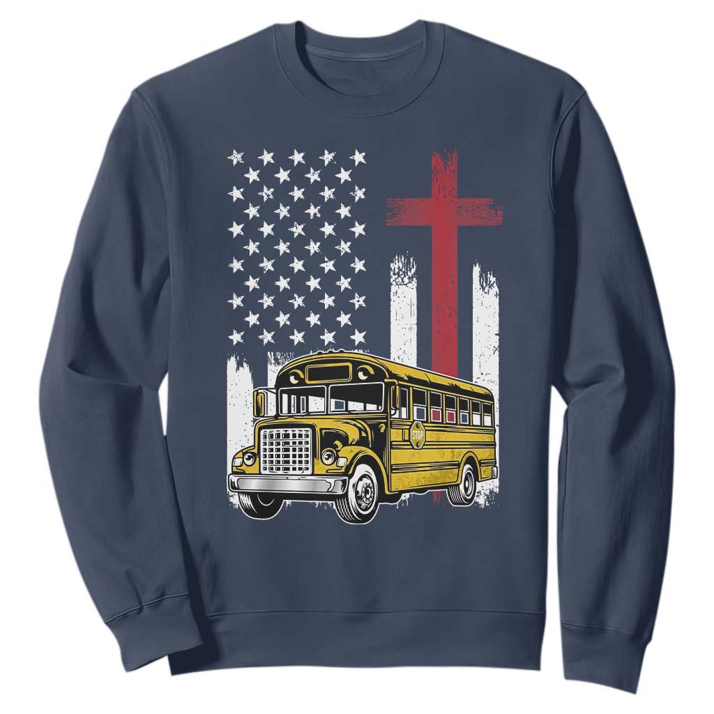 Bus Driver Patriotic Christian USA Flag Sweatshirt School Bus Driver